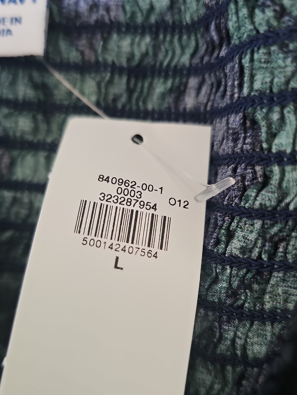 Old Navy Green & Navy Plaid Puff-Sleeve Square-Neck Top - Picture 7 of 7